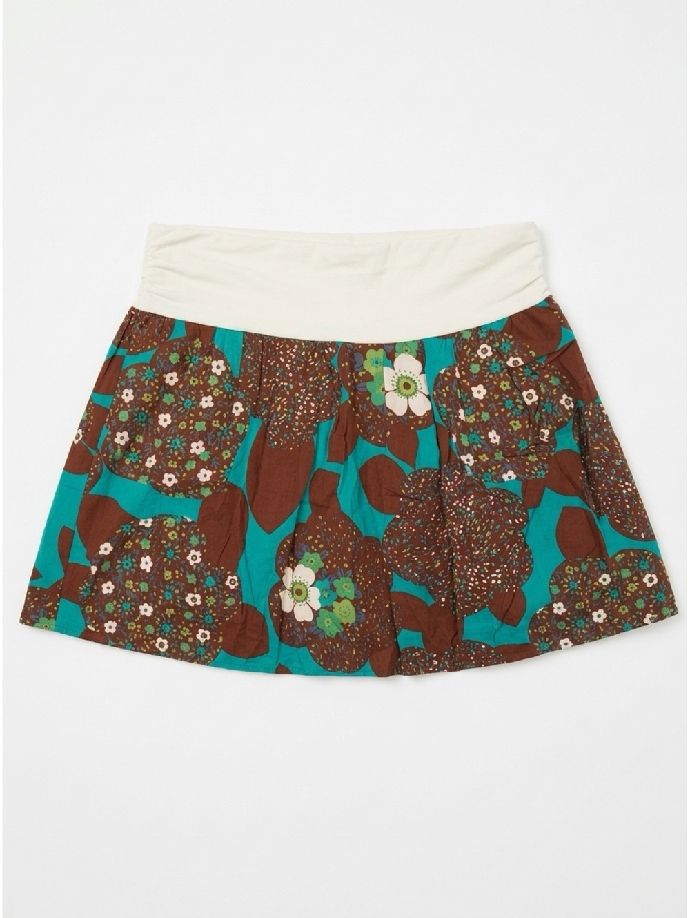 Zinc Women's Floral Print Skirt with White Waistband Size Large